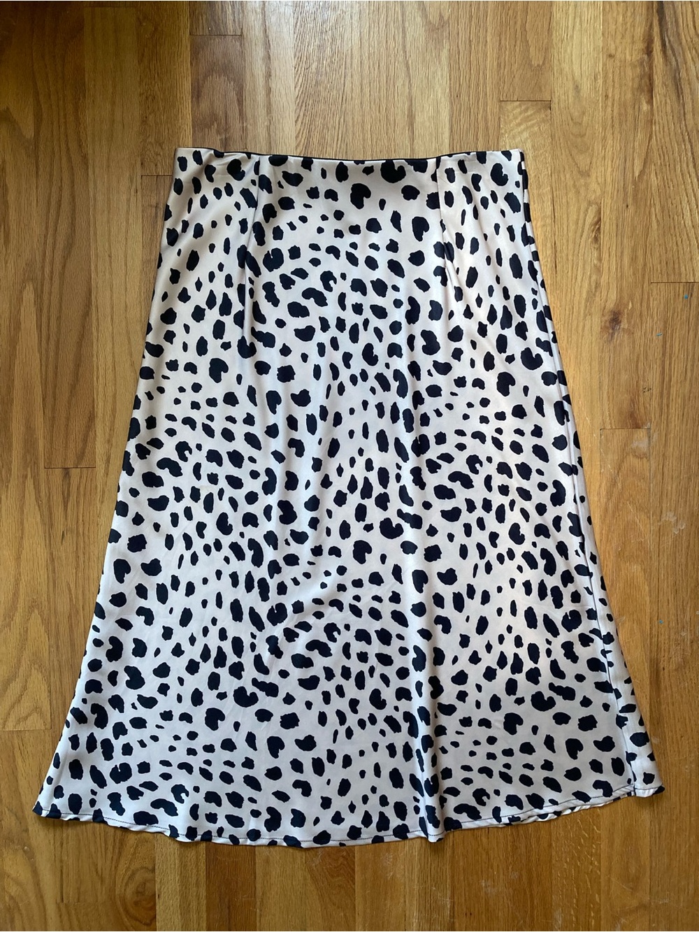 Black and Cream Animal Print A-Line Skirt, sz L
